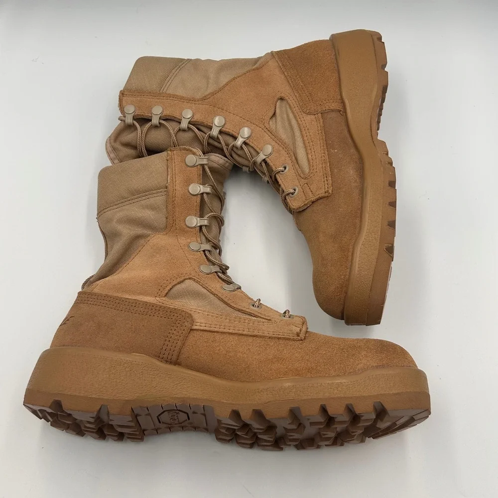 Belleville 390DES Hot Weather Tan Suede Military Combat Boots Mens 6.5 R Vibram